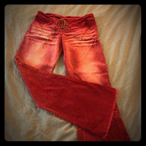 Vintage Pants - Red Hot Courdoroy Bell Bottoms
